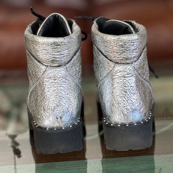 Montelliana 1965 Claudine Metallic Leather Lace Up Ankle Boots Size 37 - Picture 9 of 14